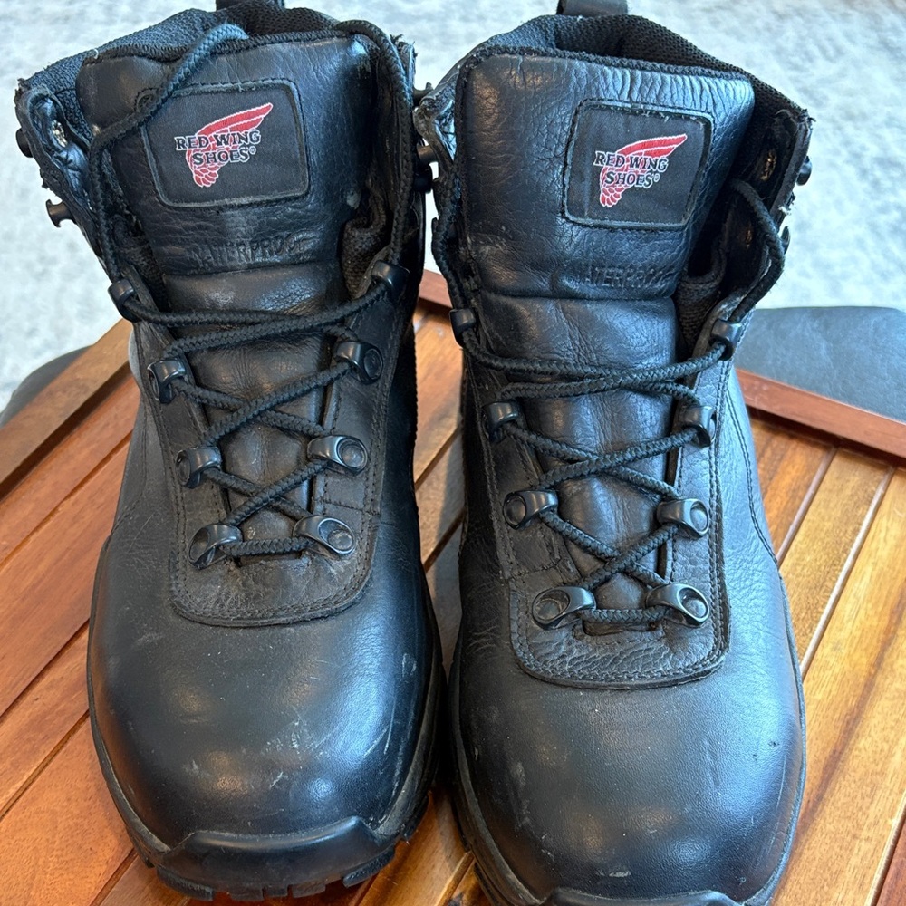 Red Wing 6680 Black Lace Up EH Steel Toe No Slip Hiking Work Boots Men's US 9D